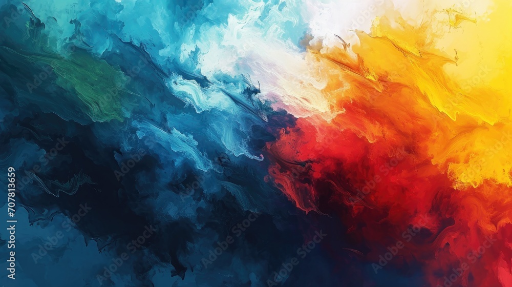 Watercolor abstract background. Blue, red, yellow and green paint