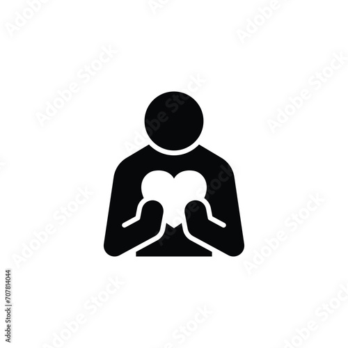 Your self care icon. Simple solid style. Love myself, hug, compassion, embrace my body, good and health life concept. Black silhouette, glyph symbol. Vector illustration isolated.