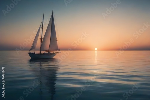 A boat in still water during sunset ai generated © Amit