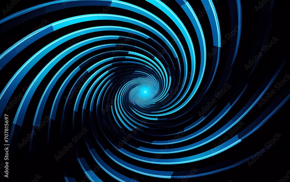 Spiral abstract illusion graphic design art with blue and white neon line geometric shapes. generative ai Spiral abstract illusion graphic design art with blue and white neon line geometric shapes. generative ai