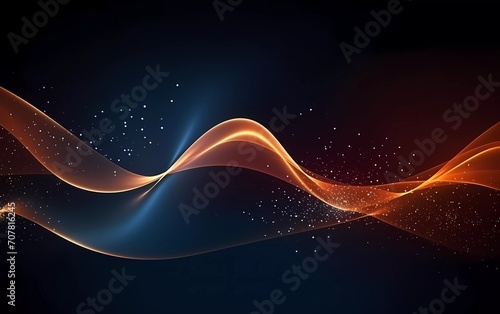 Abstract Waving Particle Technology Background Design. Abstract waves moving point flow particles. generative ai