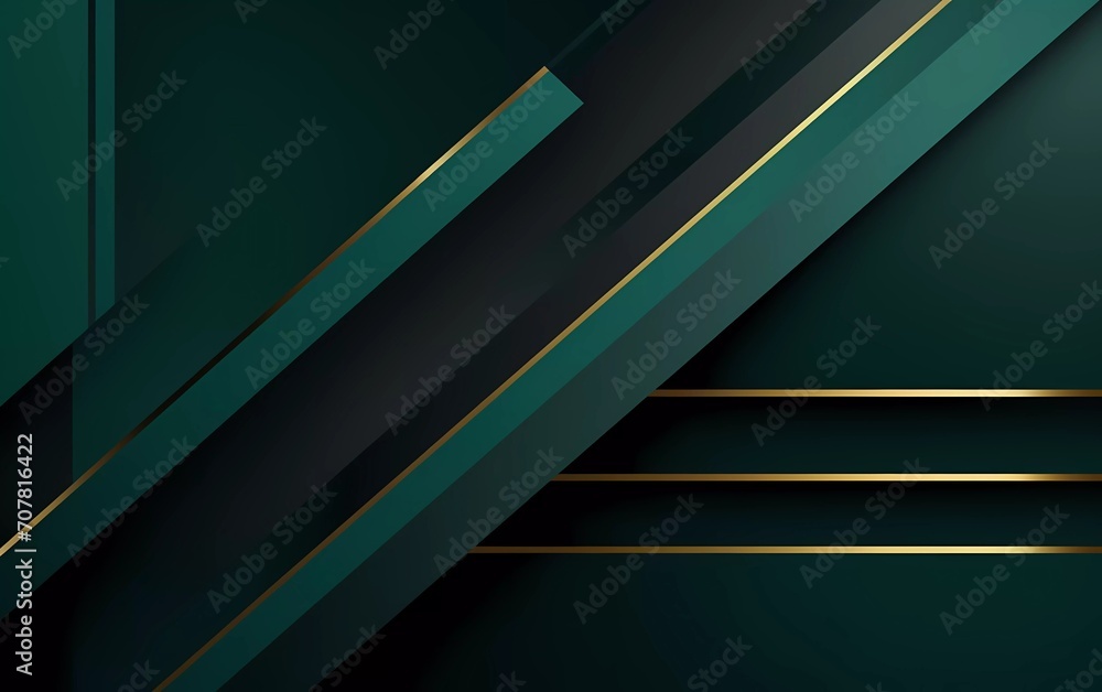 Modern hipster futuristic graphic abstract background. Dark green background with stripes. generative ai