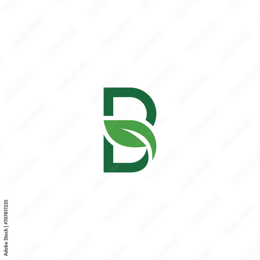 letter initial b with leaf logo letter initial b with leaf logo