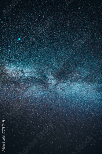 Blue color background Real Night Sky Stars With Milky Way Galaxy. Natural Starry Sky Background.