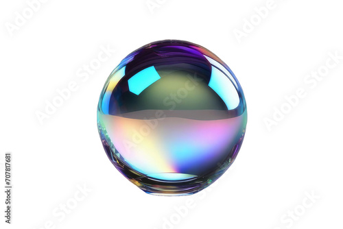 3d crystal glass bubble with refraction and holographic effect isolated on transparent or white background