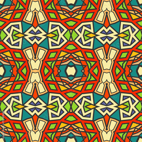 Seamless multi-colored pattern with a fabulous composition and original color palette. Version No. 4. Vector illustration