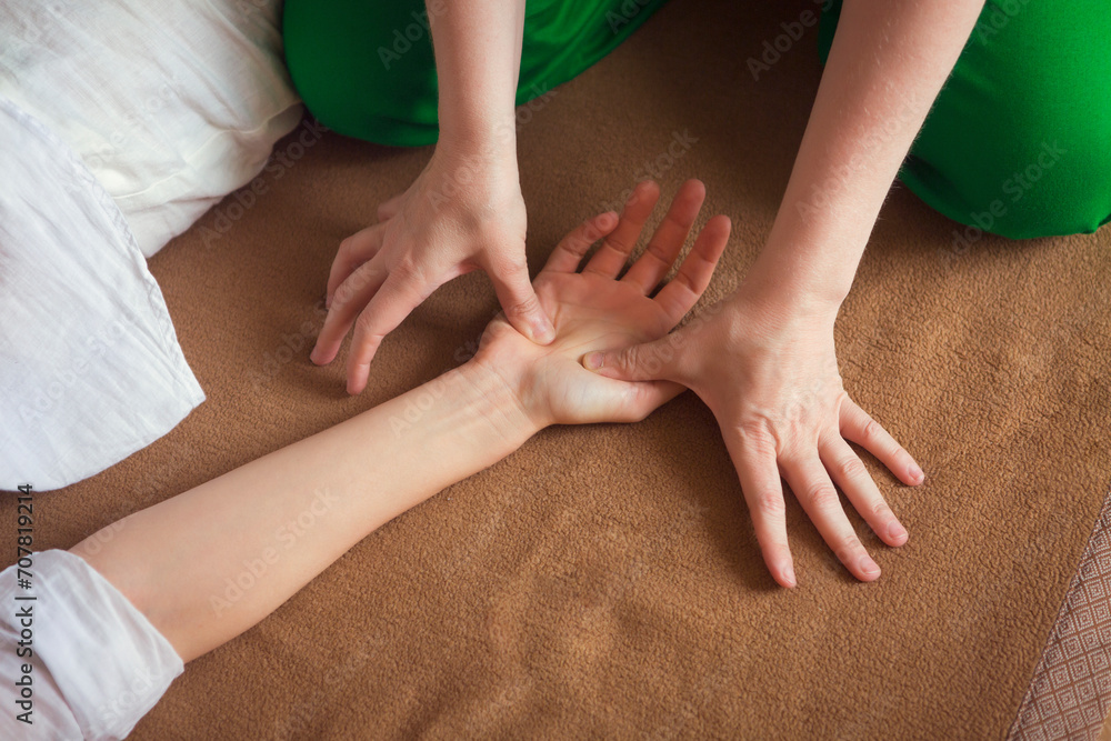 Hand massage at spa
