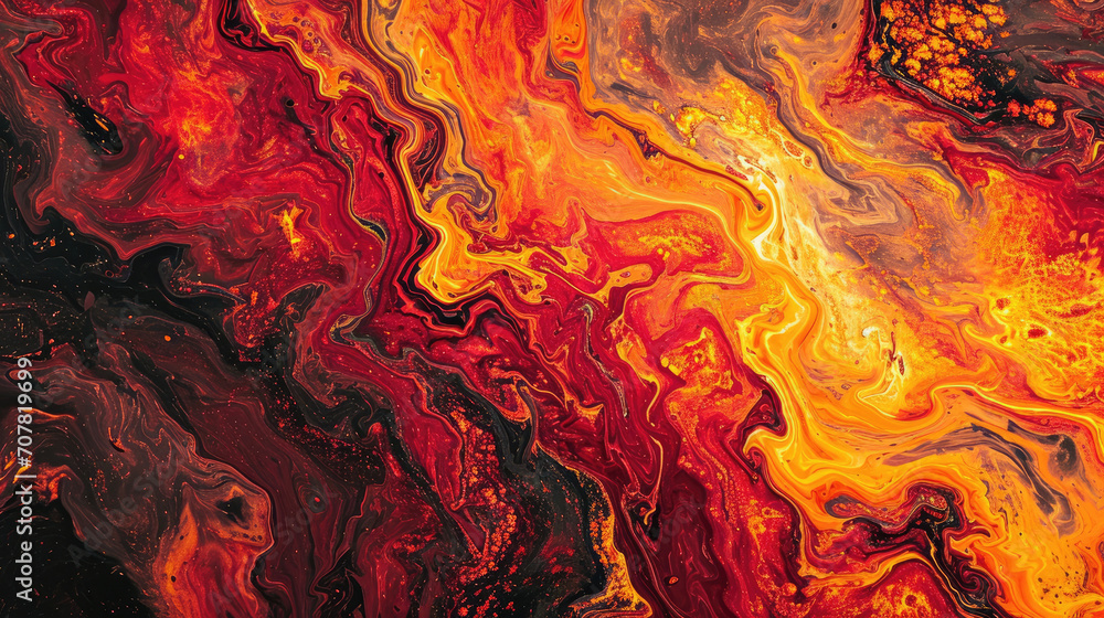 Creative abstract marble background in red, orange and yellow colors like a lava flow Creative abstract marble background in red, orange and yellow colors like a lava flow