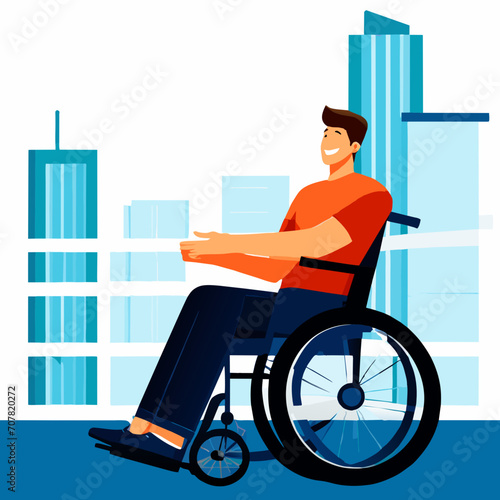 Celebrating Diversity: Happy Disabled Man SVG Illustration, Smiling Man in Wheelchair Vector