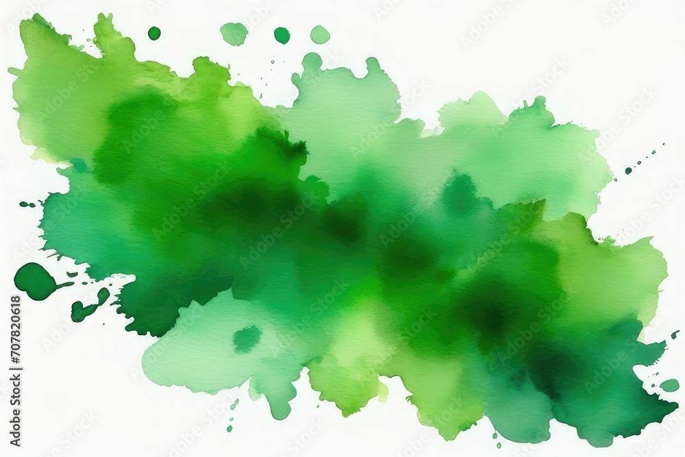 Obraz premium Blot of green watercolor isolated on transparent or white background