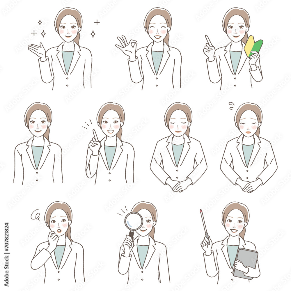 Variation Illustration Set of a Female Doctor Variation Illustration Set of a Female Doctor