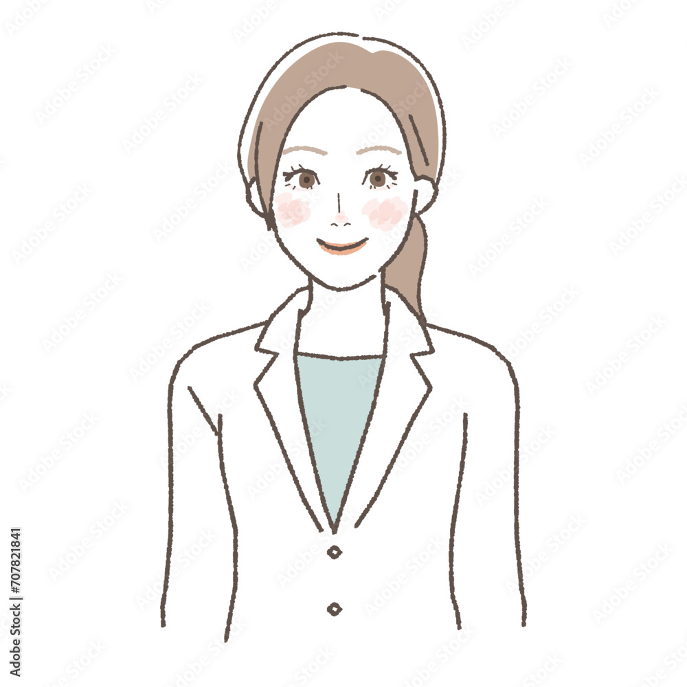 Illustration of a Smiling Female Doctor, Upper Body Illustration of a Smiling Female Doctor, Upper Body