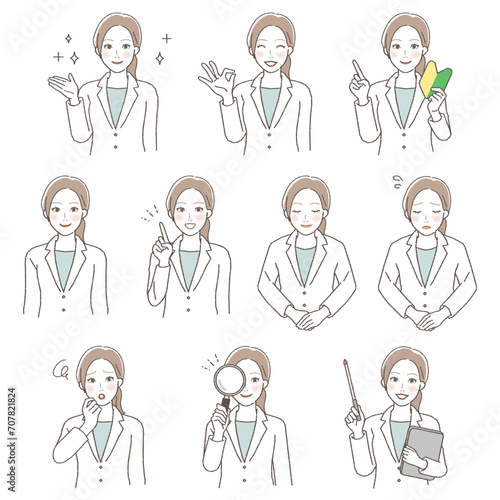 Variation Illustration Set of a Female Doctor