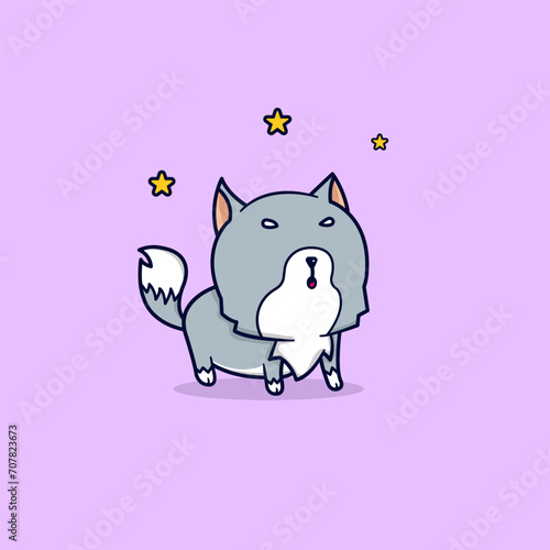 Cute little wolf howling vector illustration for fabric  textile and print