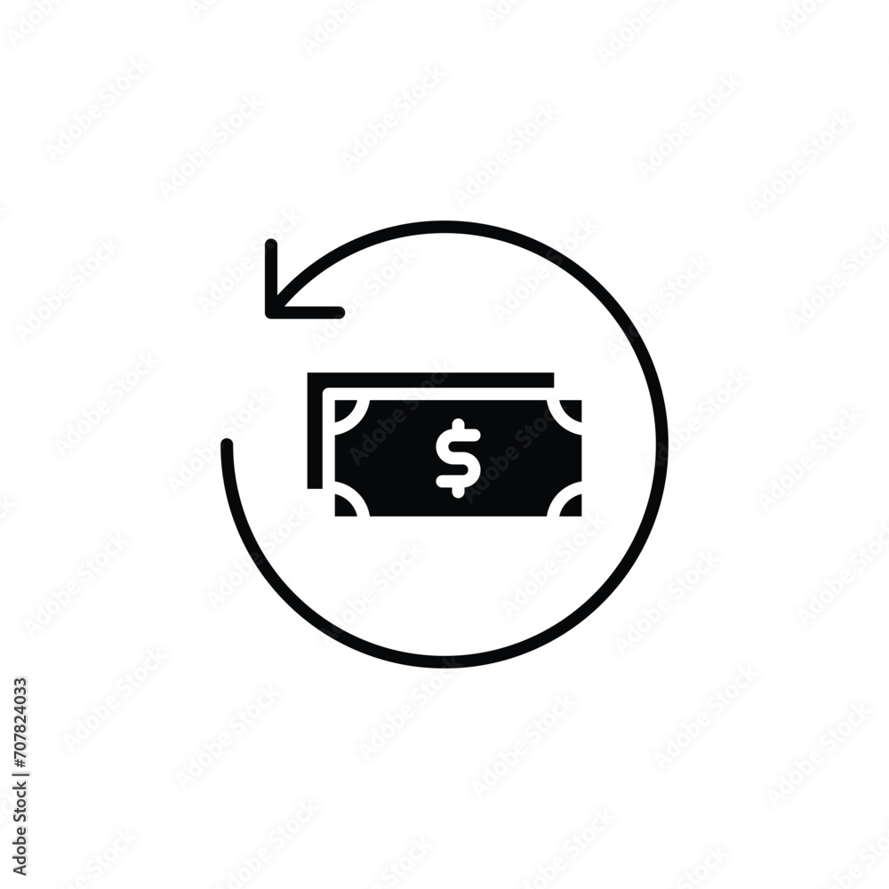 Chargeback icon. Simple solid style. Reimburse, rebate, money refund, purchase, cancel payment, transaction, business concept. Black silhouette, glyph symbol. Vector illustration isolated. Chargeback icon. Simple solid style. Reimburse, rebate, money refund, purchase, cancel payment, transaction, business concept. Black silhouette, glyph symbol. Vector illustration isolated.