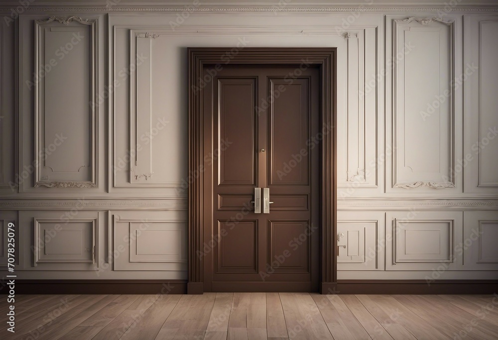 Interior background with door 3d rendering