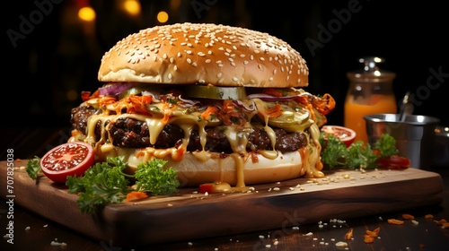 Delicious 8-Layer Burger: An Exceptional Picture photo