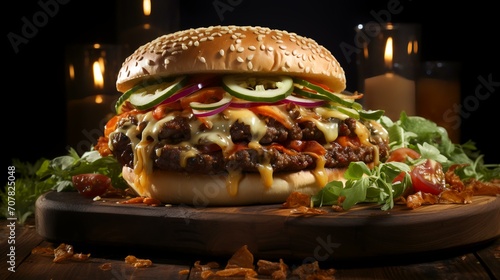 Delicious 8-Layer Burger: An Exceptional Picture photo