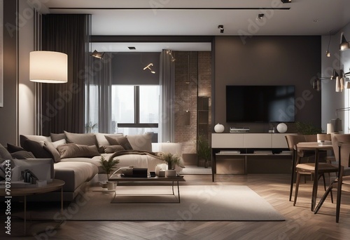 Interior of apartment panorama 3d render © ArtisticLens