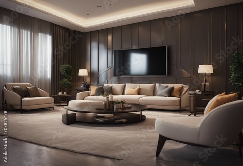 Interior of modern living room with sofa 3d rendering © ArtisticLens