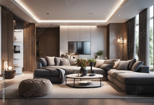 Interior of modern living room 3d rendering