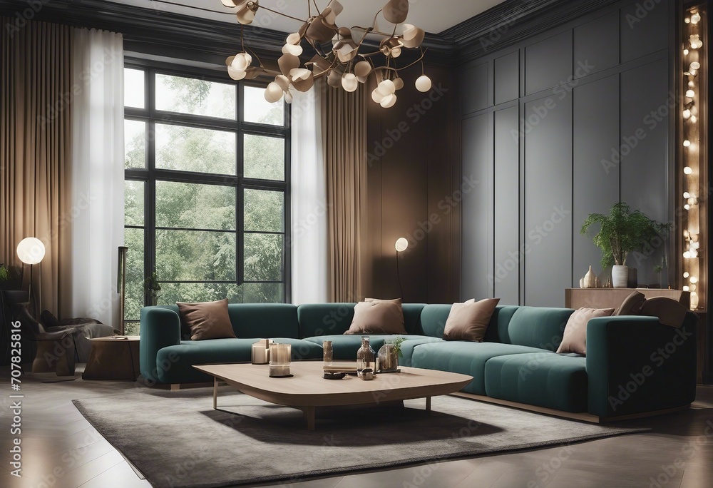 Modern interior of living room with sofa 3d render Modern interior of living room with sofa 3d render