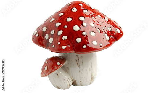 The Charm of Ceramic Toadstool Decor On Transparent Background.