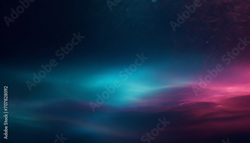 Neon blur glow underwater background.Defocused blue pink red ultraviolet radiance soft texture on dark black abstract empty space background.Color light overlay.Copy space.