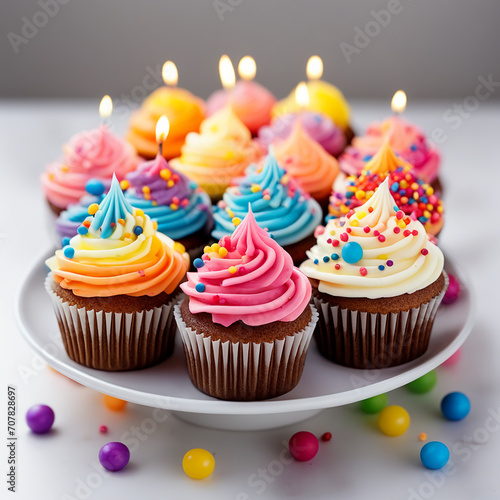 Celebratory Delights: Colorful Happy Birthday Cupcakes