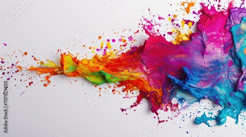Colorful watercolor paint splashes on white background. Abstract background