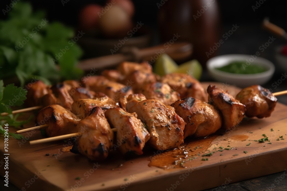 Exotic Fusion: Grilled Chicken Shish Tawook Marinated with Authentic Indian Spices – A Flavorful Culinary Symphony, Chicken Shish Tawook, Indian Spice Marinade, Exotic Fusion, Grilled Delight, Culinar