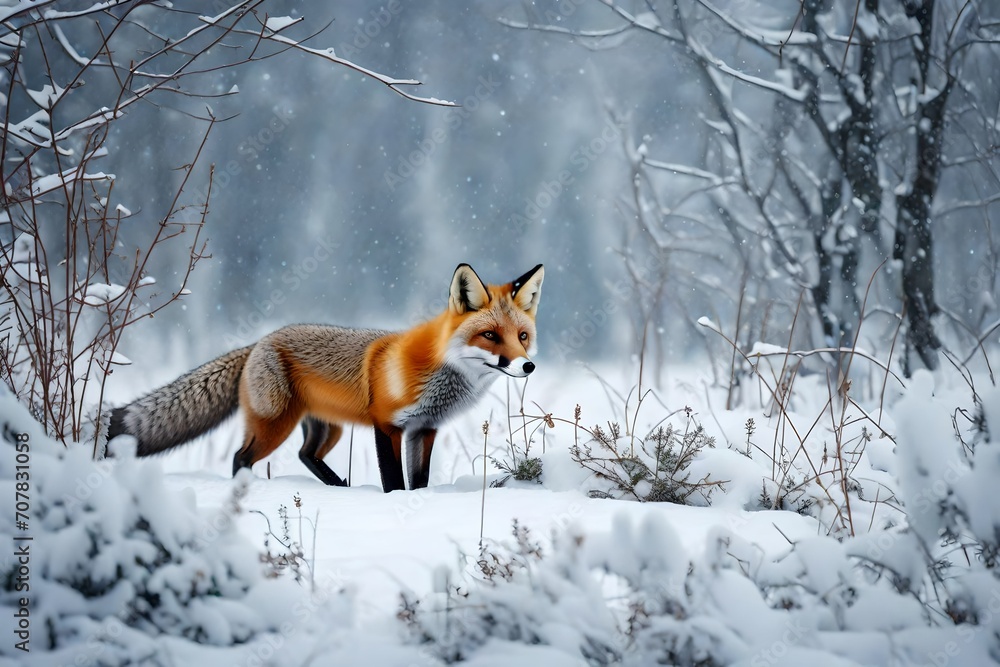 Create an illustration or visual representation showcasing the charm and beauty of small cute foxes in a snowy setting