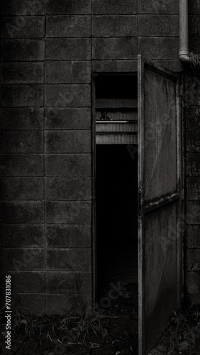 old door in the dark, ancient door, old door, horror, open door in the dark
