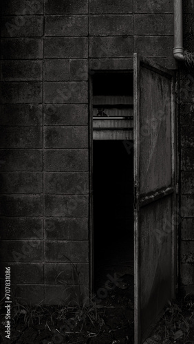 old door in the dark  ancient door  old door  horror  open door in the dark