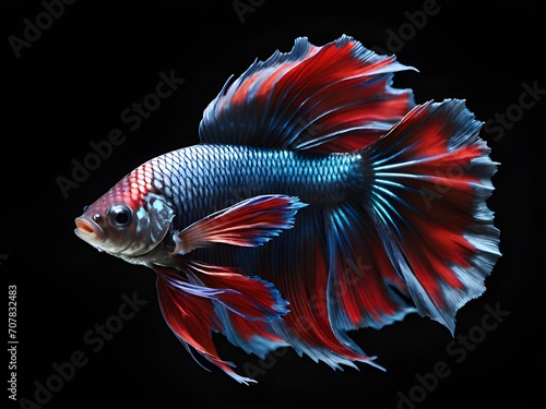 red betta fish in siamese fighting fish on black background.