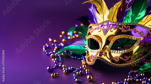 Carnival theme mask with beads jewelry - ai generative