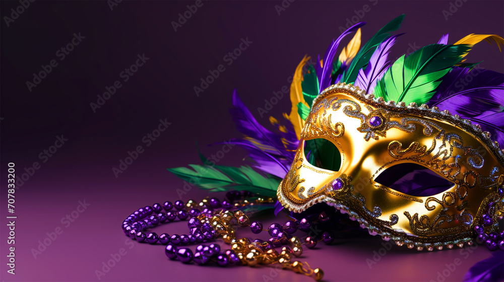 Carnival theme mask with beads jewelry - ai generative