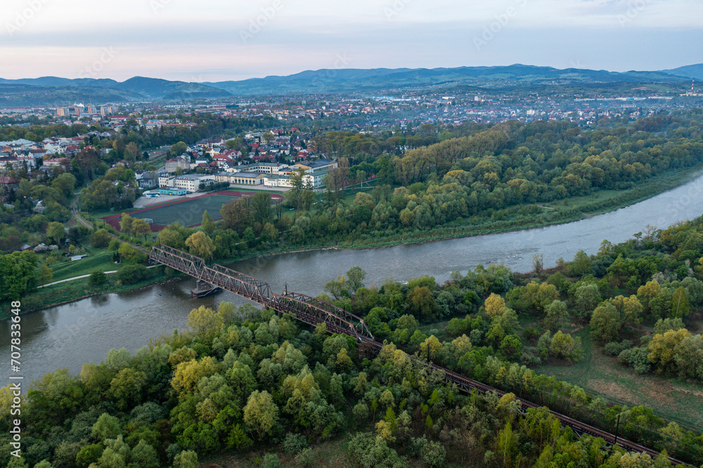 Nowy Sącz stary most kolejowy PKP rzeka Dunajec