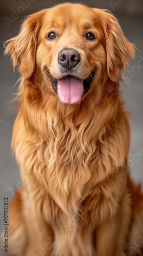 Golden Retriever Sitting With Tongue Out