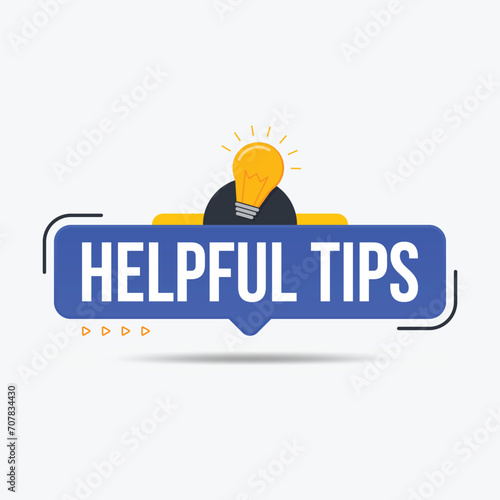 helpful tips label design with light bulb icon vector