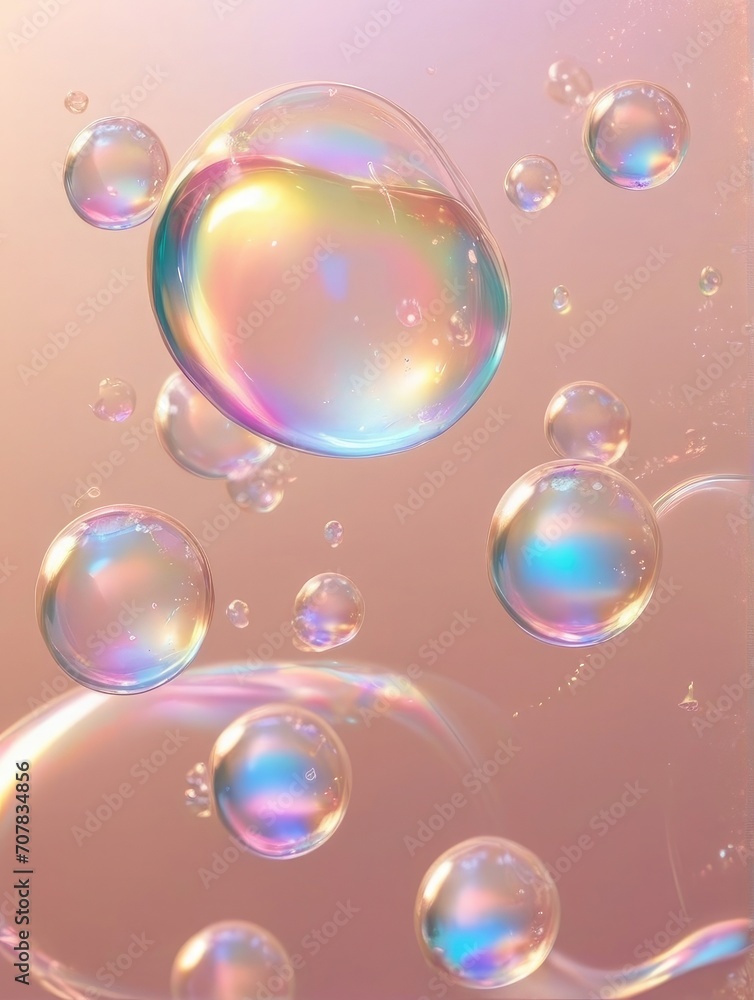 pink green face serum gel texture with bubbles close up ,copy space top view 

