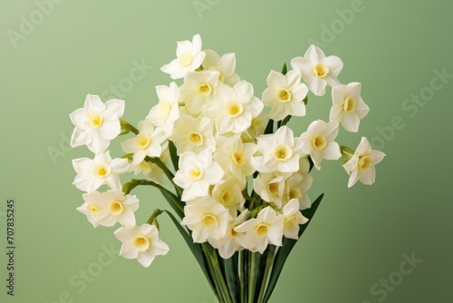 Bouquet of white narcissus on an ebony colored backdrop isolated pastel background © Lenhard