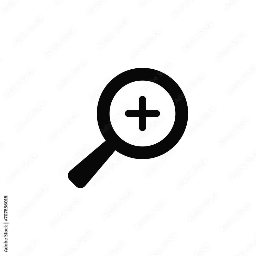 Zoom icon. Simple solid style. Magnify glass with add sign, find, focus, plus, positive, enlarge concept. Black silhouette, glyph symbol. Vector isolated on transparent background. SVG. Zoom icon. Simple solid style. Magnify glass with add sign, find, focus, plus, positive, enlarge concept. Black silhouette, glyph symbol. Vector isolated on transparent background. SVG.
