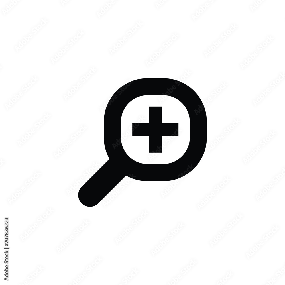 Zoom icon. Simple solid style. Magnify glass with add sign, find, focus, plus, positive, enlarge concept. Black silhouette, glyph symbol. Vector isolated on transparent background. SVG. Zoom icon. Simple solid style. Magnify glass with add sign, find, focus, plus, positive, enlarge concept. Black silhouette, glyph symbol. Vector isolated on transparent background. SVG.