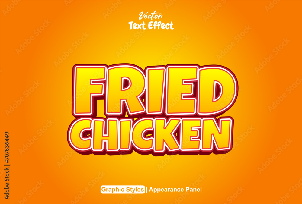 The fried chicken text effect is orange and can be edited.