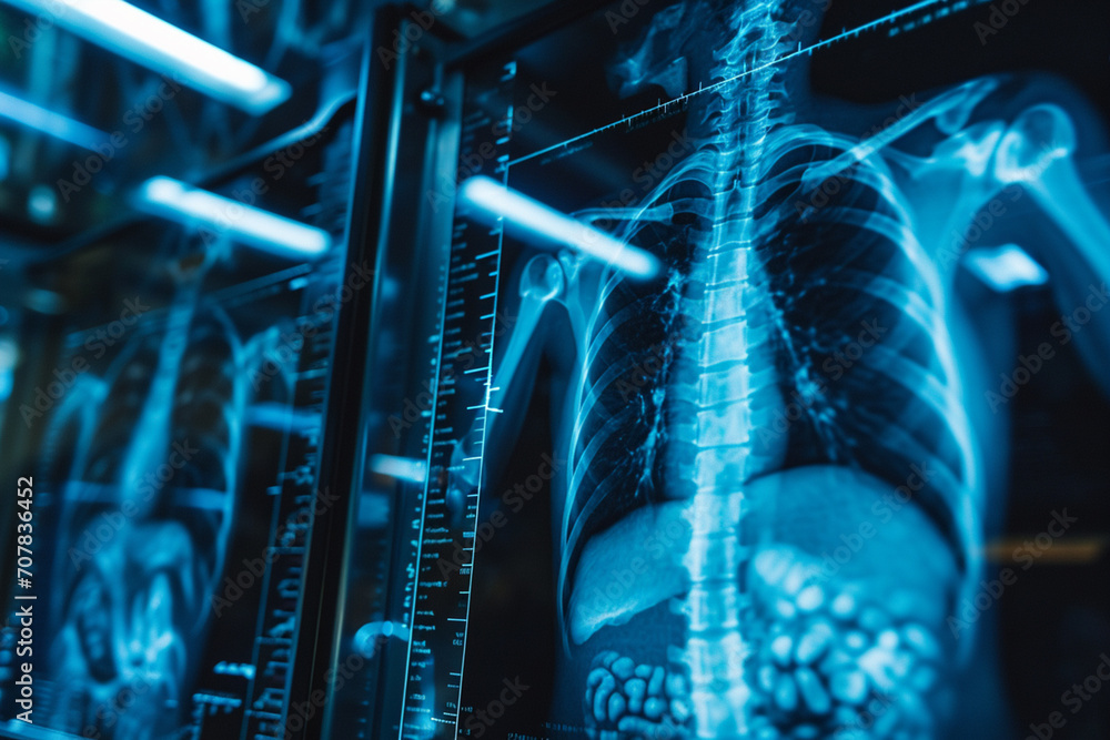 X-ray and MRI of the body in the clinic. Medical diagnostics. Stock ...