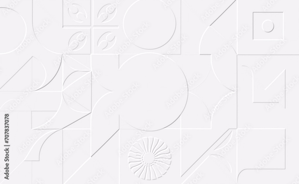 Embossed image of geometric shapes on a white paper.
