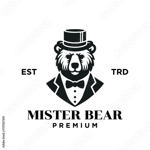 Bear Gentleman Vintage logo icon design