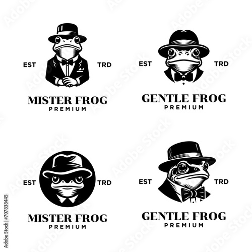 Frog Gentleman Vintage logo icon design template