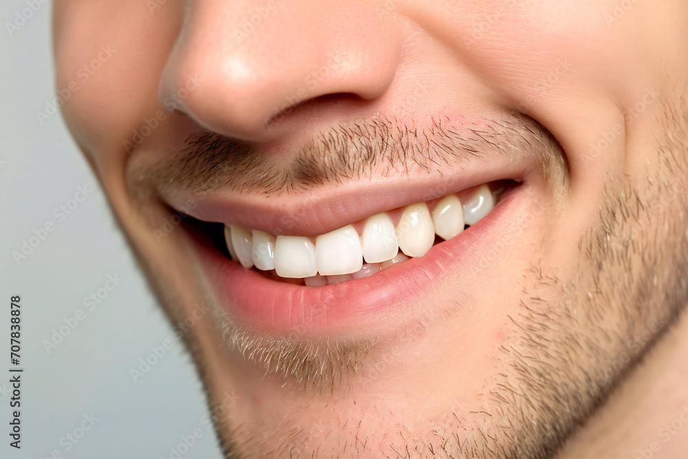man smiling a white-hot smile, white, clean teeth close-up man smiling a white-hot smile, white, clean teeth close-up